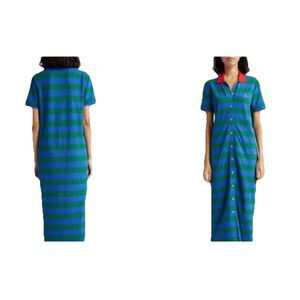 Melody Ehsani Stripe Cotton Midi Polo Dress Womens M Color Block‎ Preppy Hipster